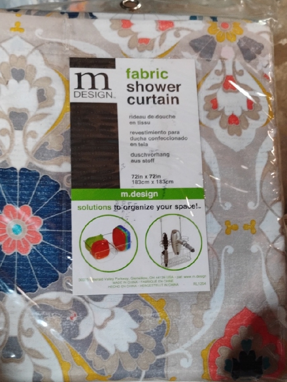Floral Fabric Shower Curtain - Multi-Color